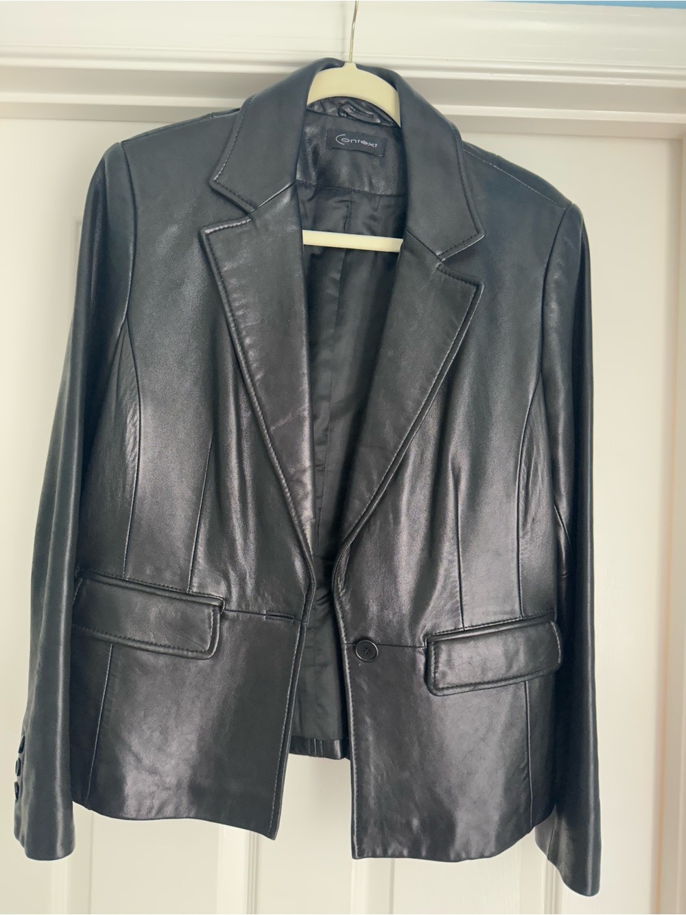 Black 100% Leather Blazer Jacket